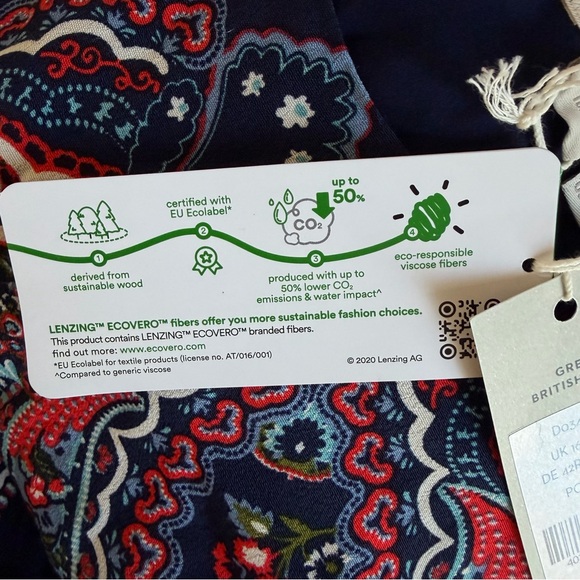 New! Boden Blue Botanic Paisley Smocked Cuff Midi Dress Size 12R 36068 - Picture 9 of 16